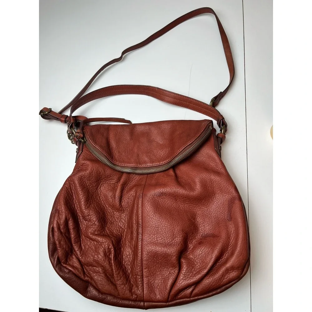 Margot Natalie  Leather Fold Over Hobo Crossbody Bag Shoulder Purse